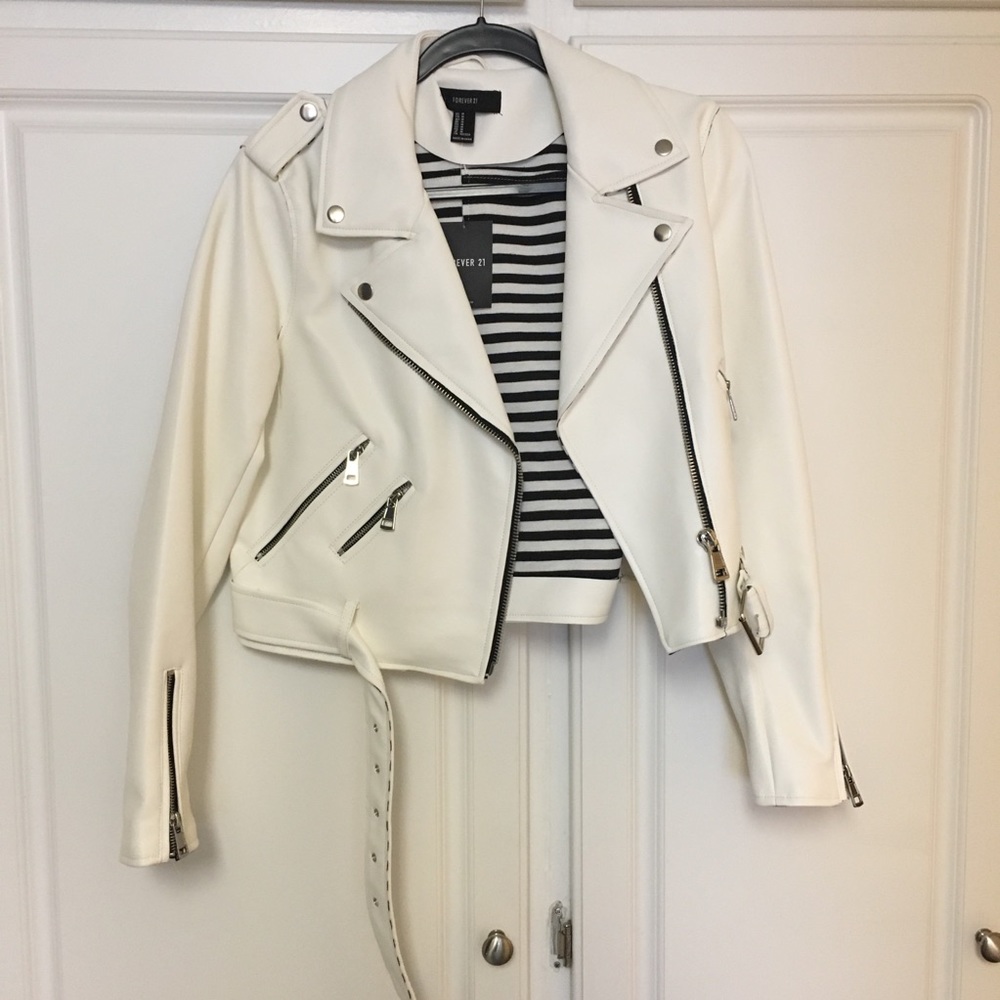 White Moto Jacket